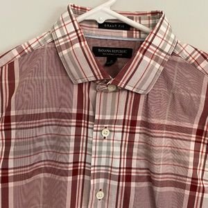 Burnt orange plaid Banana Republic dress shirt